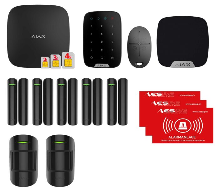 AJAX HUB 2 PLUS - Funk Alarmanlage SET 3, Schwarz