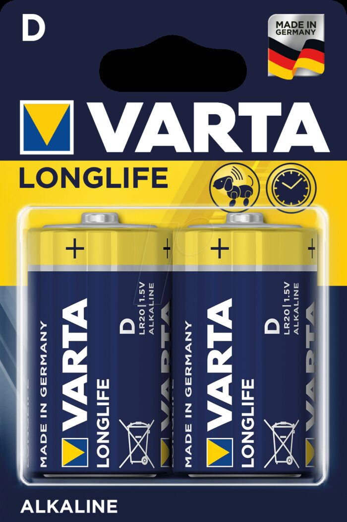 VARTA | Alkaline Mono D, 1,5V, 15800 mAh, Longlife, 2er Pack